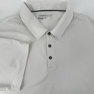 Nike Golf Dri-FIT Polo Shirt Mens XL White Micro Stripe Short Sleeve Performance